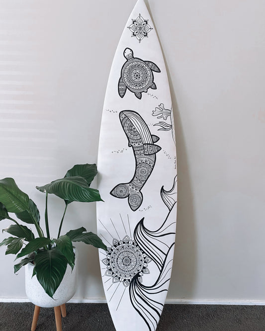 In the ocean surfboard